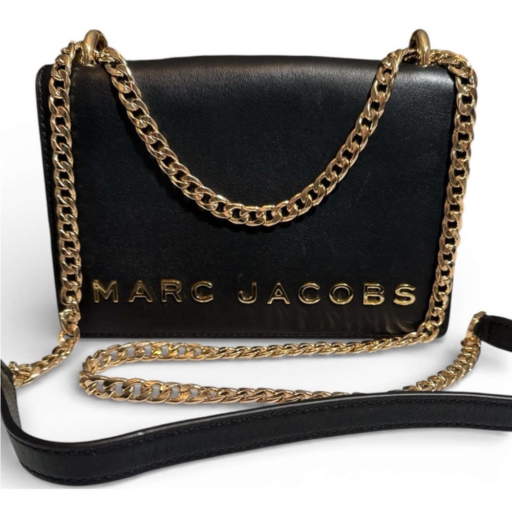 #245 Marc Jacobs Double Take Black Leather & Chain Convertible Bag